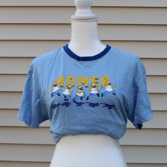 The Simpsons Homer Short Sleeve Blue T-Shirt - Picture 2 of 9